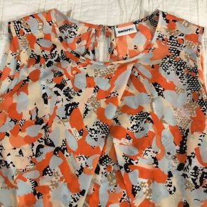 DKNYC Sleeveless Orange Geometric Top